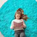 OLANLY Teal Blue Round Rugs for Bedroom by OLANLY