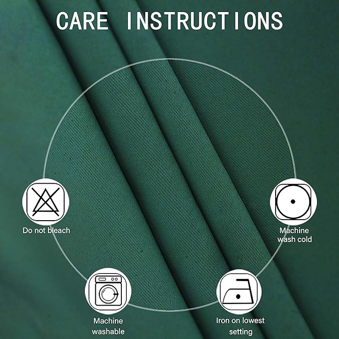 LEMOMO Blackout Curtains 52 x 45 inch/Green Curtains Set of 2 Panels/Thermal - Image 4
