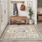 Madane Area Rug 3x5, Washable Entryway Rugs Printed Vintage Rugs - Image 3