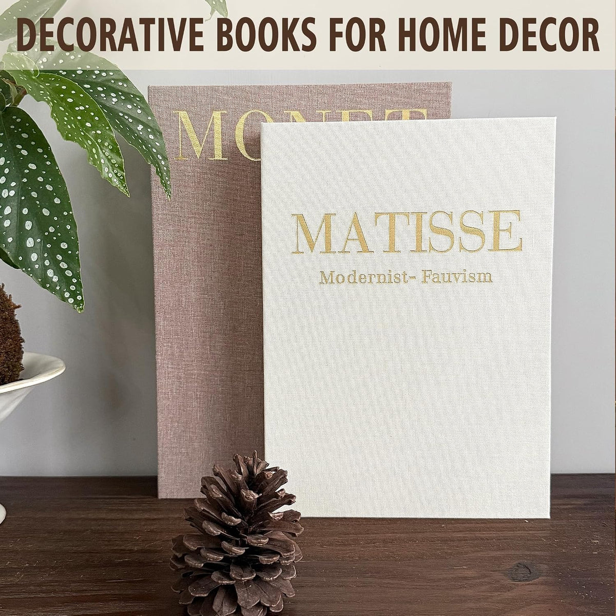 Decorative Books Set of 2, Linen Faux Coffee Table Books