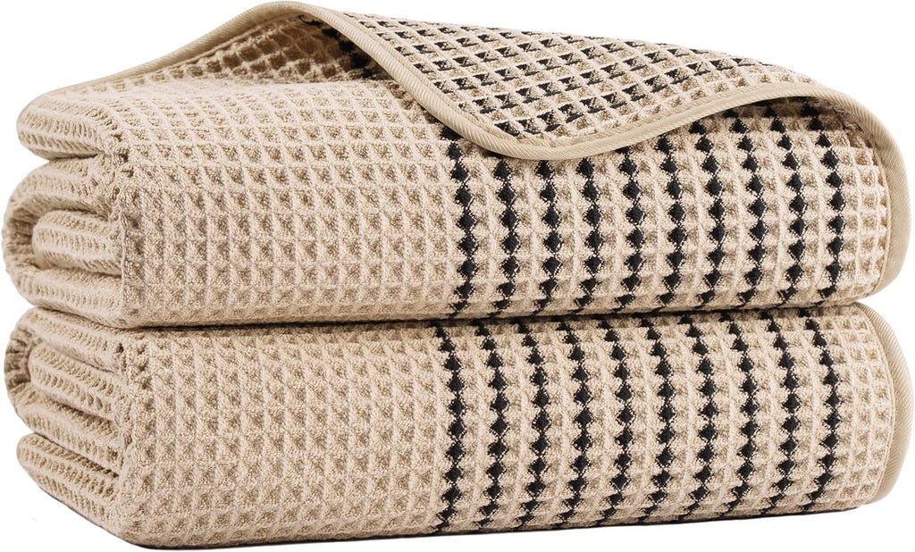 MICROFI New Microfiber Waffle Bath Towels, 2 Pieces, Soft, Absorbent, Fast Drying, Lint Free 430 GSM (30''x60''/76cm x 152cm)