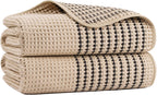 MICROFI New Microfiber Waffle Bath Towels, 2 Pieces, Soft, Absorbent, Fast Drying, Lint Free 430 GSM (30''x60''/76cm x 152cm)