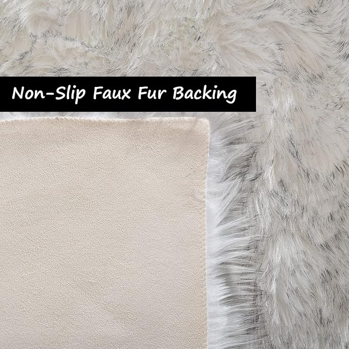 Goolela Round Sheepskin Rugs 4ft Circle Fluffy Faux Fur Rug Shaggy Rug - Image 5