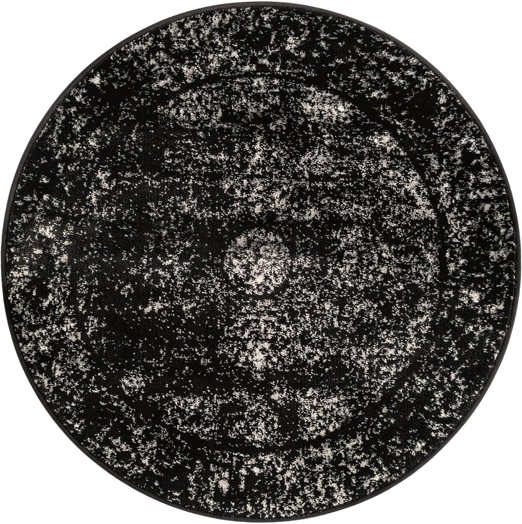 Unique Loom Sofia Collection Area Rug - Casino (3' 3" Round, Black/ Ivory)