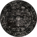 Unique Loom Sofia Collection Area Rug - Casino (3' 3" Round, Black/ Ivory)