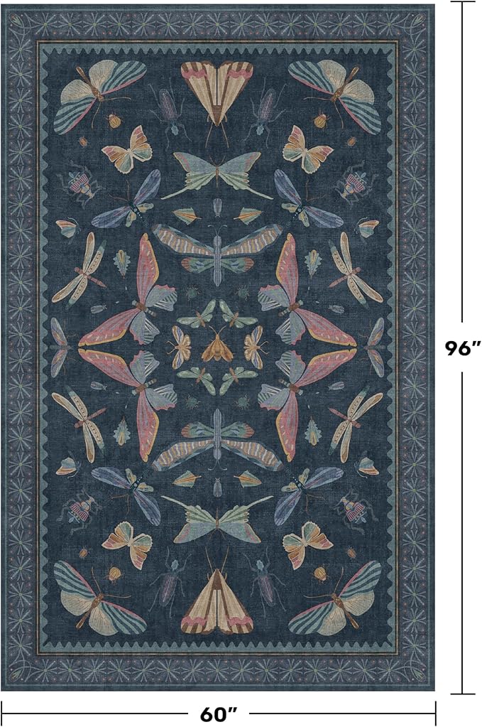Blue 5x8 Washable Living Room Rugs - Image 2