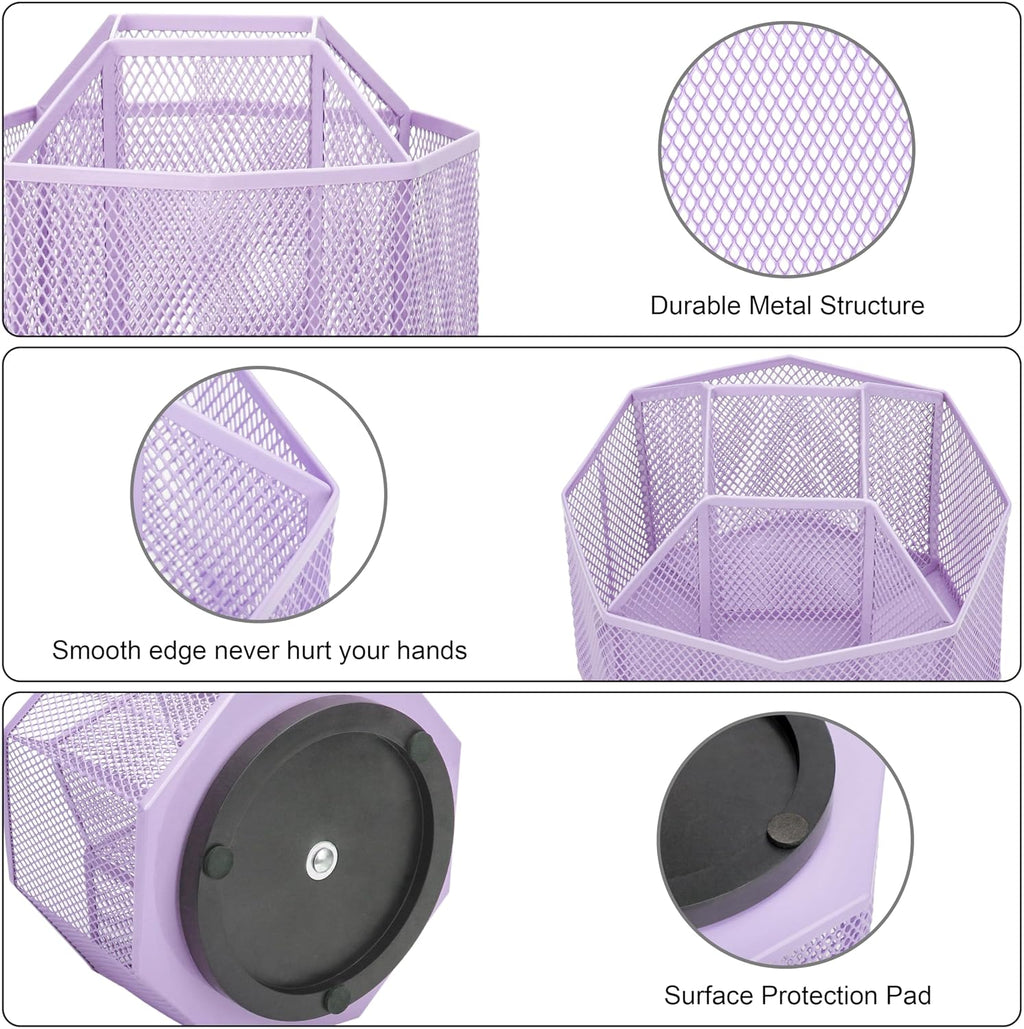Exerz Desk Organizer 360 Rotating Pen Holder Storage Caddy Light Purple