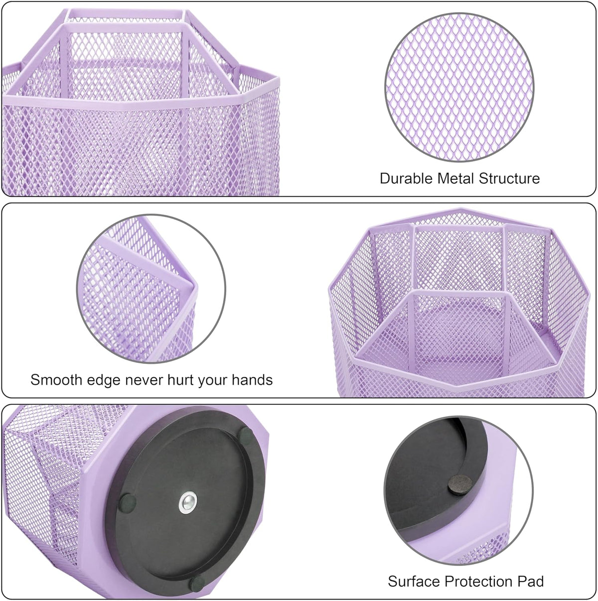Exerz Desk Organizer 360 Rotating Pen Holder Storage Caddy Light Purple