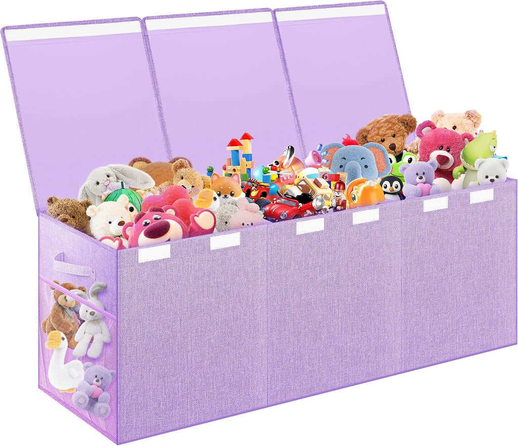 Extra Large Toy Box, Collapsible Toy Storage Organizer, 40"x16"x16", Purple