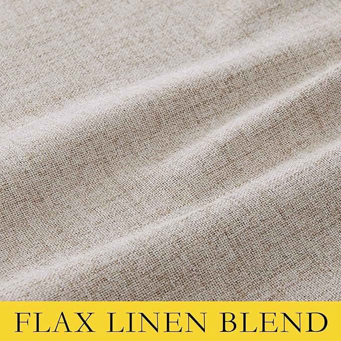 NICETOWN Oatmeal Linen Complete Blackout Curtains 48 inches - Image 9