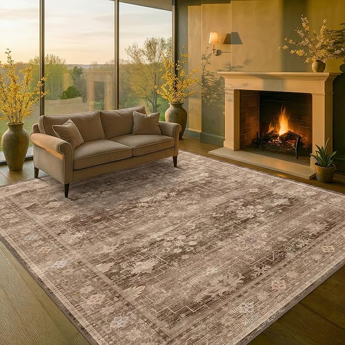 Hazo Haus Boho Taupe Living Room Rug 7x10 -Vintage Traditional Oriental Neutral - Image 4