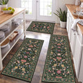HEBE Boho Kitchen Rugs Set of 3, Non Slip Washable Kitchen Mats for Floor