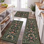 HEBE Boho Kitchen Rugs Set of 3, Non Slip Washable Kitchen Mats for Floor