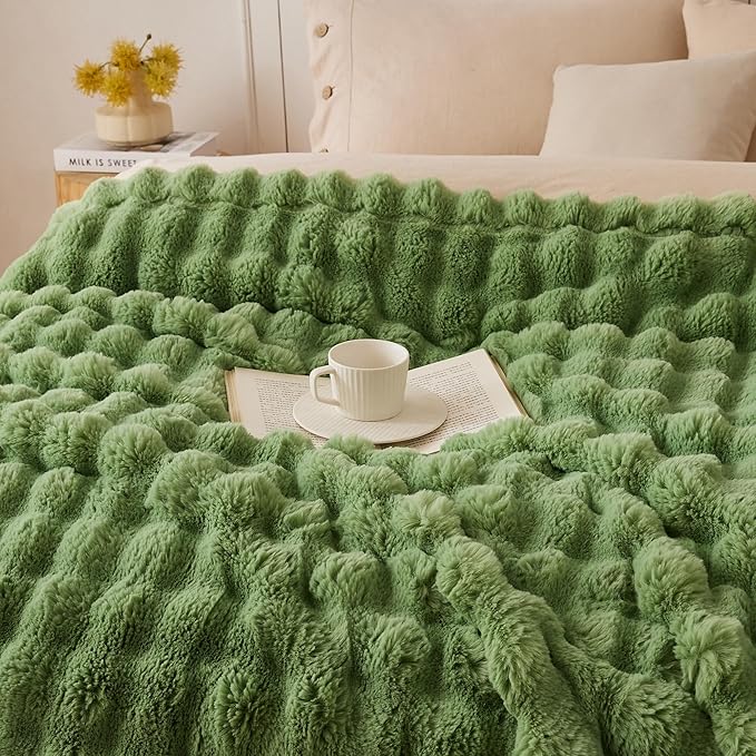 COOVA Faux Fur Throw Blanket for Couch, Cozy Soft and Fuzzy Plush Rabbit Fur - Image 2