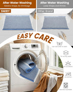 Smiry Waffle Bath Mat 30X18, Soft Absorbent Bathroom Rugs, Blue & Cream