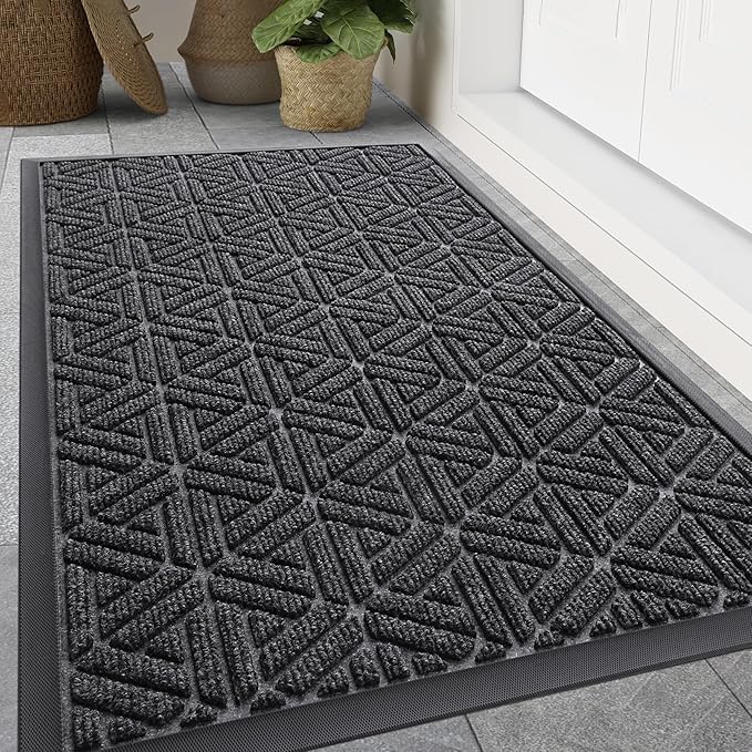 Smiry Front Door Mat Outside Entrance, Heavy Duty Sturdy Natural Rubber Doormat by Smiry