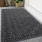 Smiry Front Door Mat Outside Entrance, Heavy Duty Sturdy Natural Rubber Doormat by Smiry