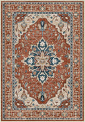Area Rugs Round 8ft Washable Non-Slip, Floral Vintage Distress Print Pattern by RELEANY