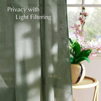 NICETOWN Forest Green Linen Curtains - Image 3