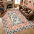GarveeHome Terracotta Teal Area Rugs 9x12 Living Room, Botanical Grove Cottage by GarveeHome