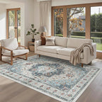Madane Area Rug 4x6 Washable Rugs: Vintage Living Room Rug Soft Low Pile Non - Image 2
