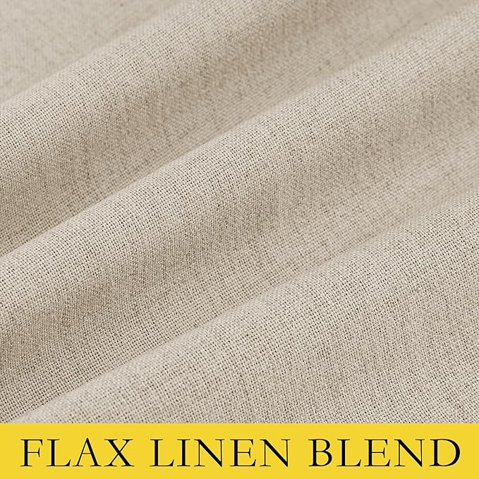 NICETOWN Farmhouse Style 100% Blackout Cream Linen Curtains 90 inches Length - Image 8