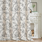 jinchan Linen Floral Curtains for Living Room 84 Inch Length Black Printed - Image 7