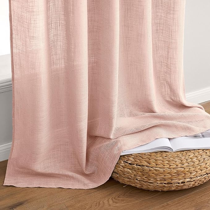 MIULEE Blush Pink Linen Curtains 90 Inch Long 2 Panels - Image 7