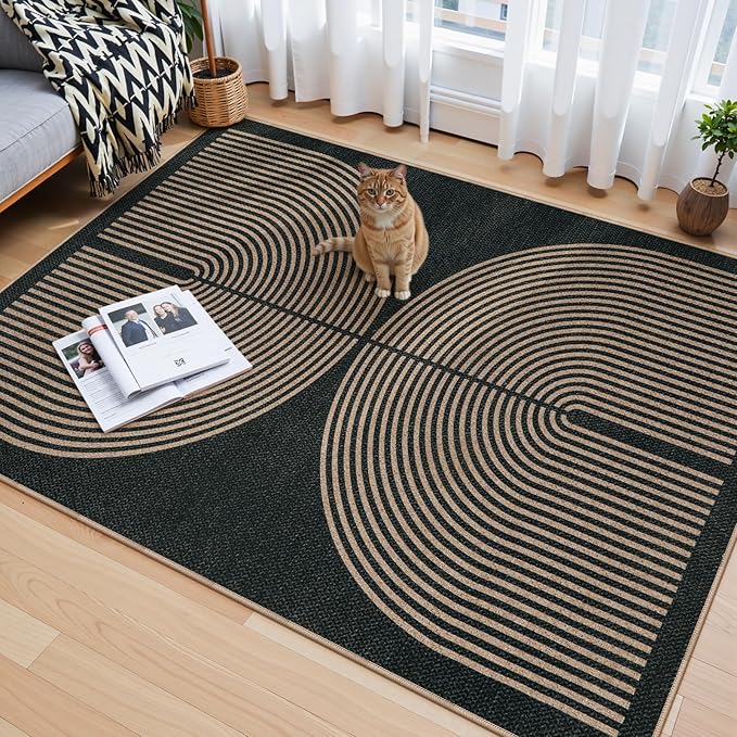 Lahome Modern Rainbow Easy Jute 4x6 Rug, Outdoor Patio Rug - Image 2