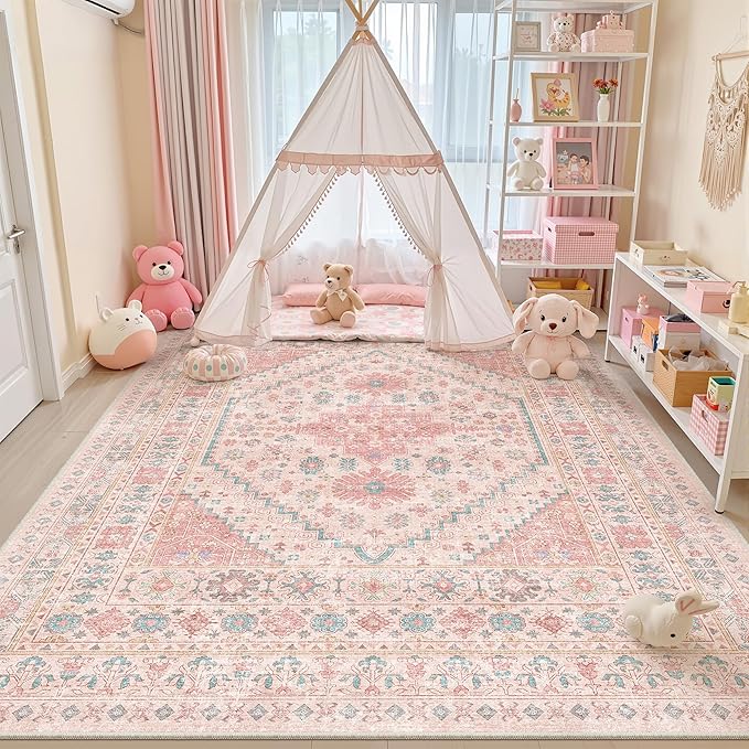 zesthome 9x12 Area Rugs for Girls Bedroom, Low Pile Machine Washable Rugs - Image 4