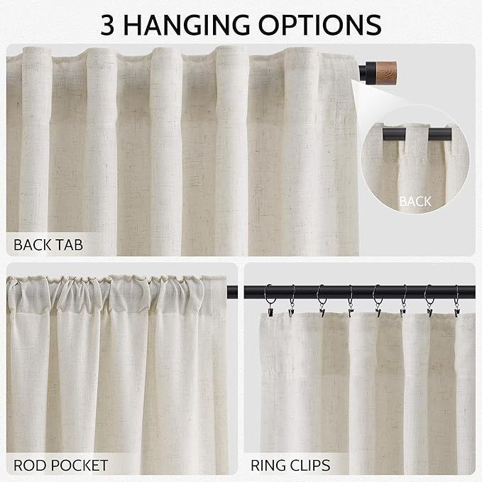 Nanspring Mousse White Curtains 90 Inches Long - Image 2