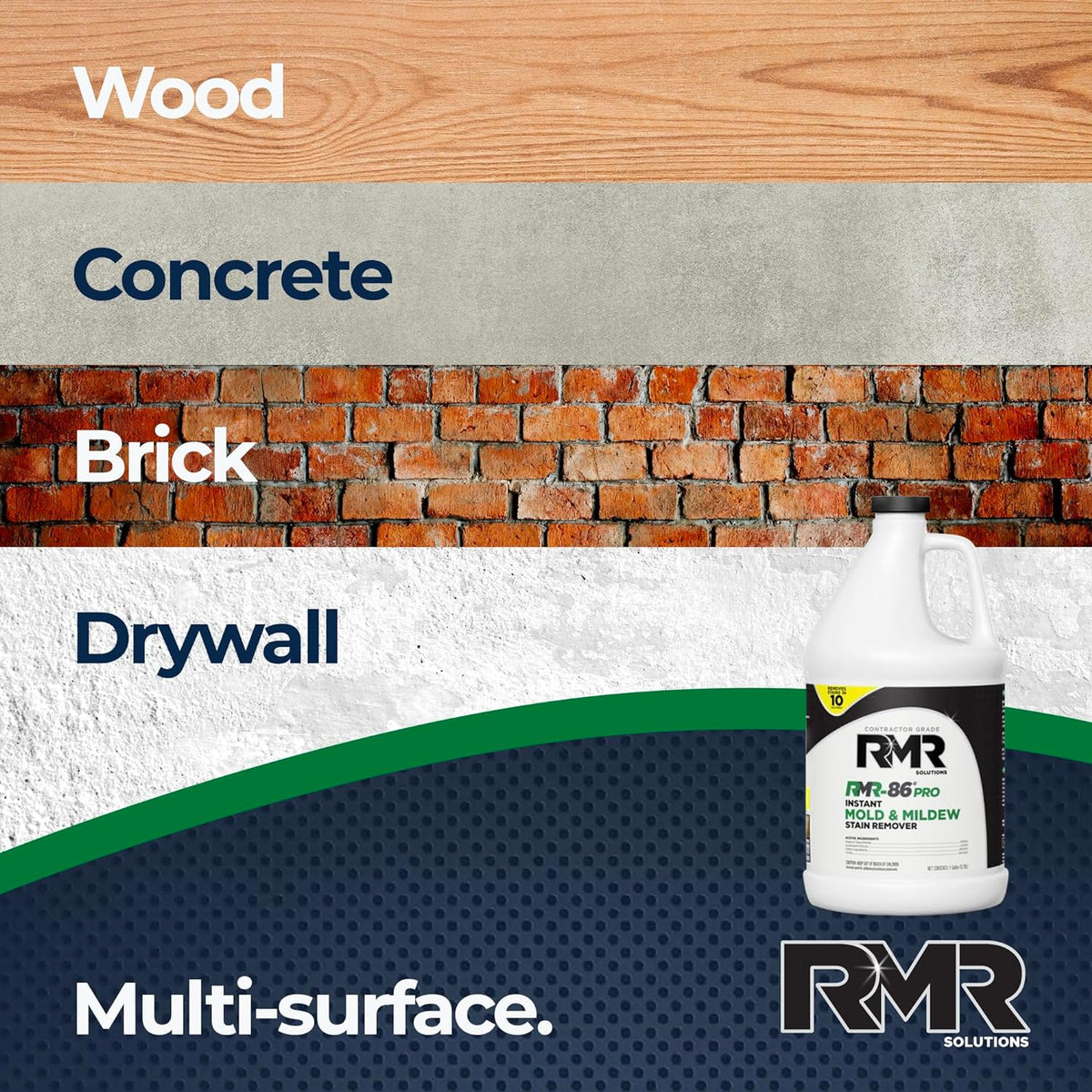RMR-86 Pro Contractor Grade Mold Stain & Mildew Stain Remover Cleaning Solution, Professional Quality Formula, 1 Gallon