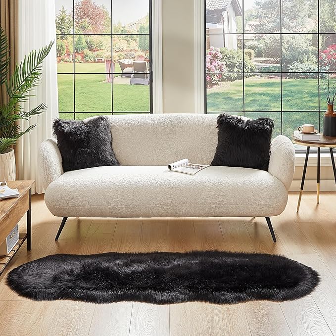 AMTOVO Faux Sheepskin Rug, 2 x 6 ft Faux Fur Rug - Image 6