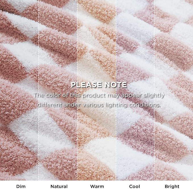 Bedsure GentleSoft Pink Checkered Throw Blanket - Image 9