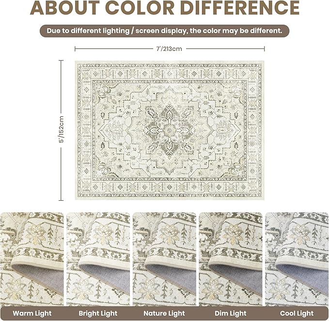 zesthome 5x7 Area Rugs, Machine Washable Rugs - Image 2