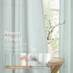 LAMIT Linen Curtains 63 Inch for Bedroom, Light Filtering Neutral Semi Sheer - Image 5