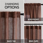 MIULEE Chocolate Brown Linen Curtains 108 Inches Long - Image 3