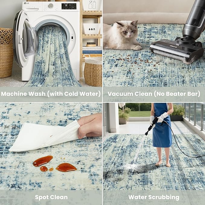 10x14 Area Rugs for Living Room Washable Rug: Anti-Skid Abstract Modern Living - Image 5