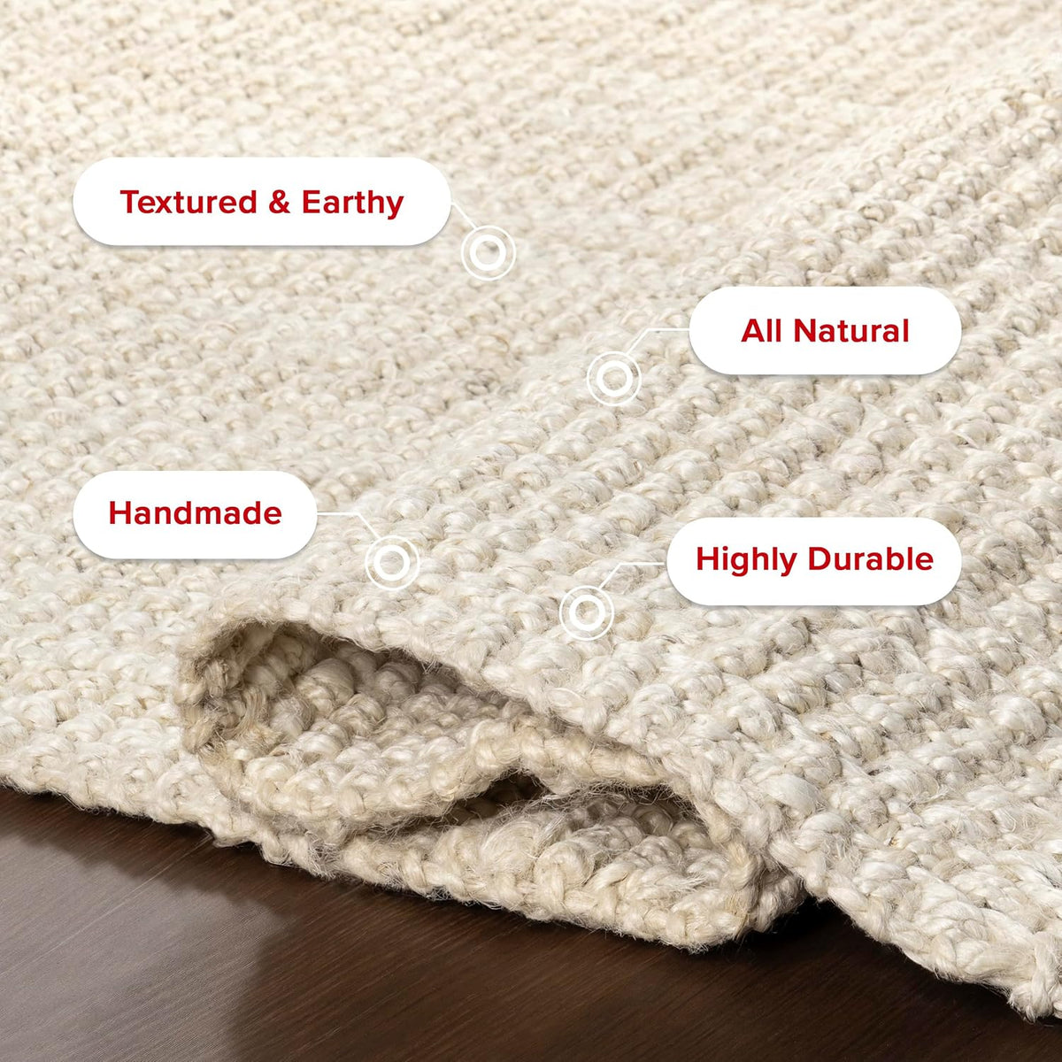 nuLOOM Daniela Off White Solid Flatweave Area Rug, 2' x 3'