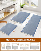 Smiry Waffle Bath Mat 30X18, Soft Absorbent Bathroom Rugs, Blue & Cream