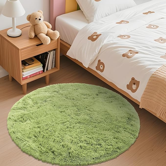 OLANLY Grass Green Round Rugs for Bedroom - Image 3