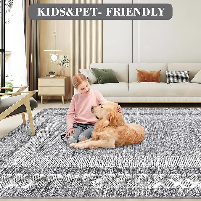 GarveeHome 2.5x8 Modern Bordered Runner Rug Soft Non Slip Washable Floor Carpet - Image 7