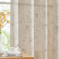 jinchan Linen Floral Curtains for Living Room 84 Inch Length Taupe Flower by JINCHAN
