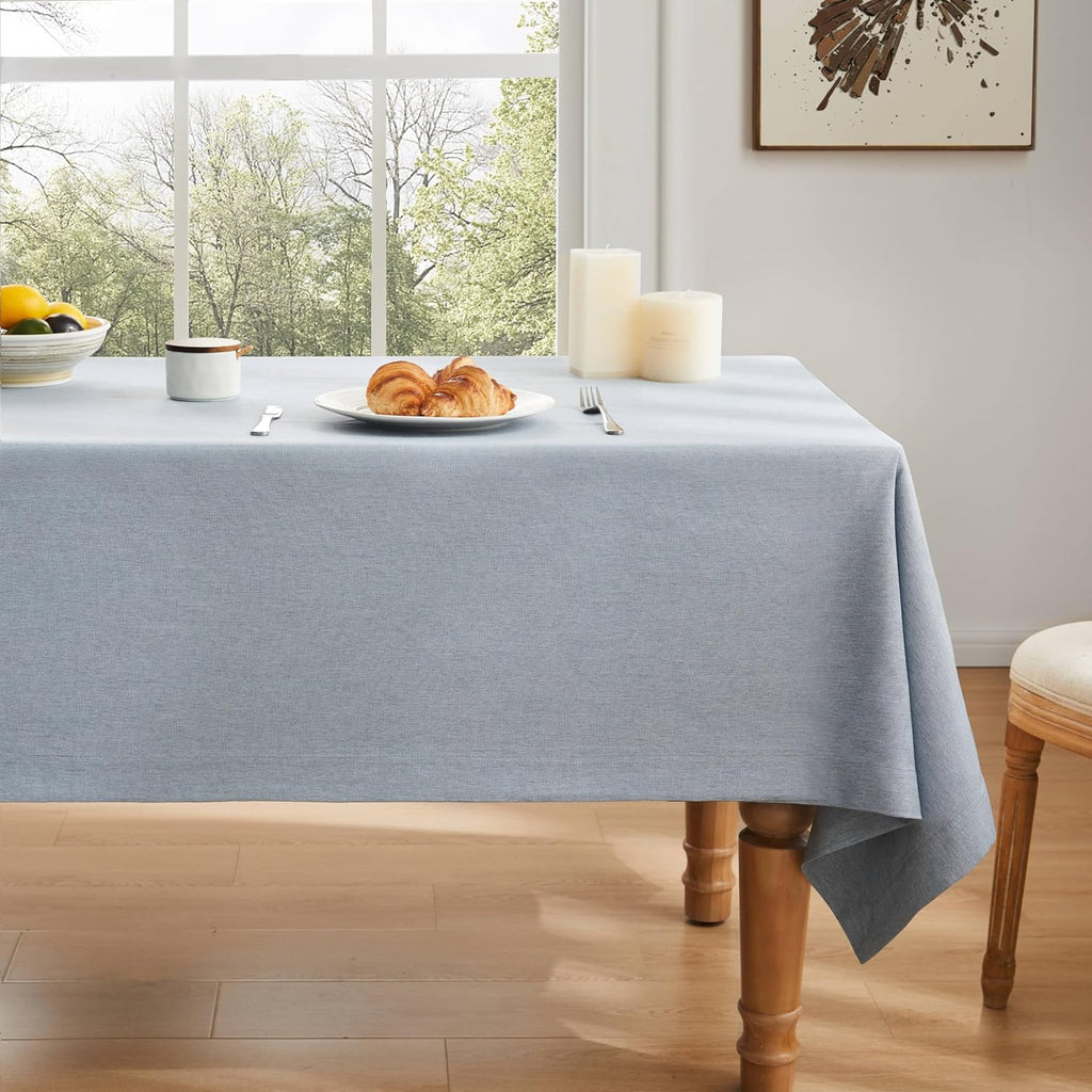 ZeeMart Linen Textured Rectangle Table Cloth, 60x104 Inch Chambray Blue