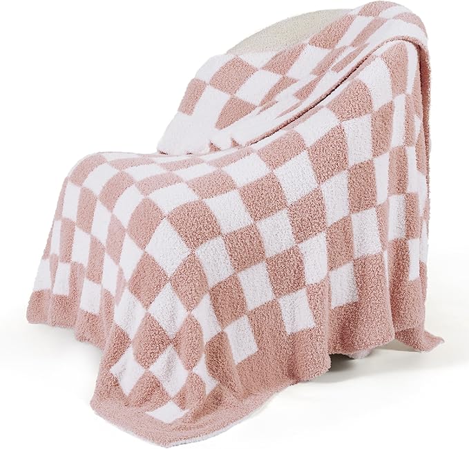 Bedsure GentleSoft Pink Checkered Throw Blanket - Image 8