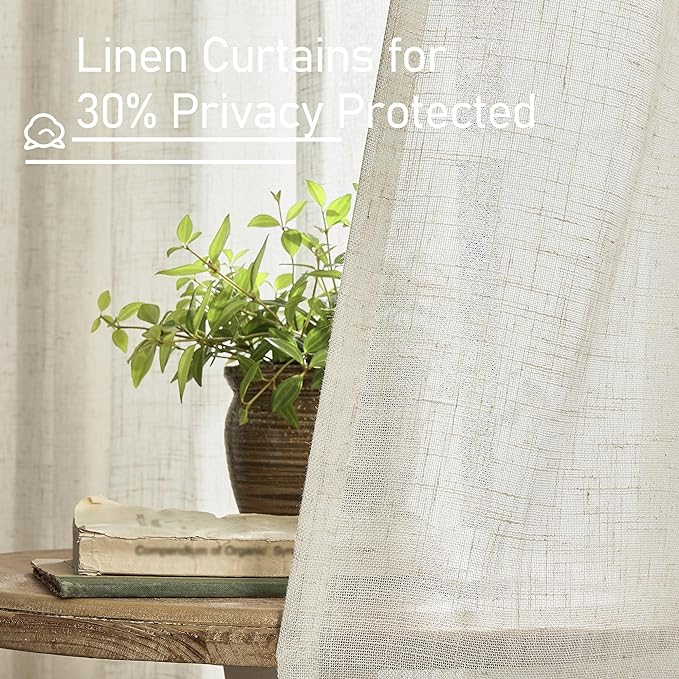 LAMIT Short Linen Curtains 45 Inches Long - Image 5