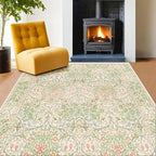 Hazo Haus Beige Green Bedroom Rug 5x7 Area Rug - Image 6