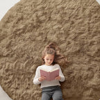 OLANLY Taupe Round Rugs for Bedroom by OLANLY