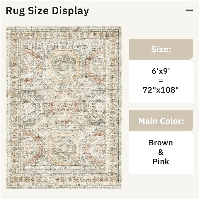 6x9 Area Rug for Living Room Washable 6x9 Non-Slip Modern Rugs for Bedroom - Image 3