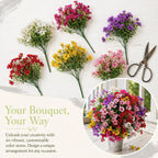20 Bundles Artificial Flowers UV Resistant Plastic 6 Mixed Color